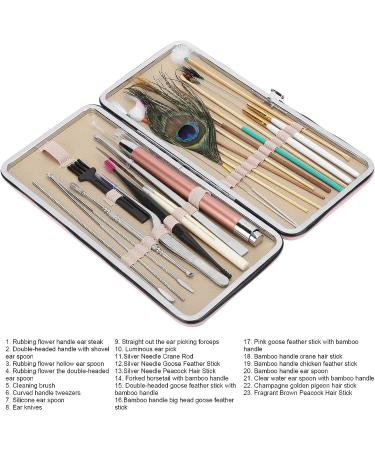 23 Piece Spiral Ear Wax Removal Tool Set | Double Ended Ear Scoop Spoon | Ear Care Supplies for Men and Women | Cherry Powder Ear Cleaning Tools - Buy Online on GoSupps.com