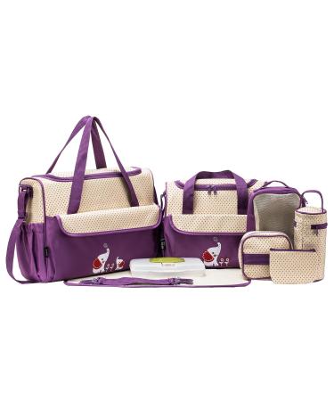 SOHO Collections Diaper Bag Set (Lavender with Elephant), 10 Pieces