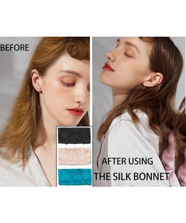 SAYMRE Long Silk Bonnet - 100% Mulberry Silk Sleep Cap for Women | Adjustable Elastic Band | Silk Satin Wrap for Curly Hair & Dreadlocks - Black - Buy Online on GoSupps.com