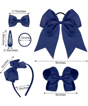 Dacitiery 30Pcs Girls Navy Blue Hair Accessories Kit - Hair Bow Clips, Headband, Ponytail Holder, Elastic Bands, Barrettes - Perfect Birthday Gift for Girls - Buy Online on GoSupps.com