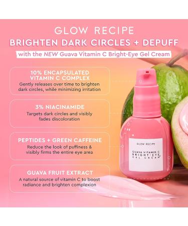 Glow Recipe Guava Vitamin C Bright-Eye Gel Cream - Brighten, Firm, & Hydrate Under Eye - 15ml - Buy Online on GoSupps.com