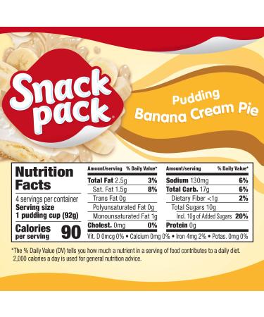 Snack Pack Banana Cream Pie Pudding Cups - 4 Count | 12 Pack - Delicious Instant Dessert - Buy Online on GoSupps.com