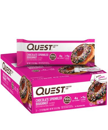 Quest Nutrition Protein Bar Chocolate Sprinkled Doughnut 12 Bars 2.12 oz (60 g) Each