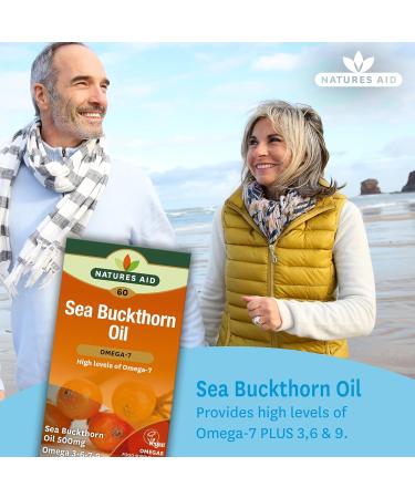 Nature's Aid Omega-7 Sea Buckthorn Oil 500mg - 60 Vegetarian Softgels - Buy Online on GoSupps.com