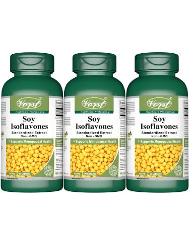 Soy Isoflavones Non-GMO 250mg 3 X 90 Capsules Menopause Relief Supplement Natural Hormone Balance Estrogen Hot Flashes and Night Sweats Hormonal Imbalance Supplement Perfect for a Good Diet Isoflavones de Soya Sans OGM (3 Bottles) 90 count (Pack of 3)