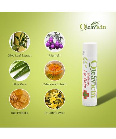 Natural Lip Balm by Oleavicin | Dry Lip Relief | Patented Moisturizing Formula for Chapped Lips | Organic Olive Leaf Extract (3) - Buy Online on GoSupps.com