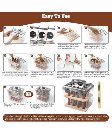 Cigar Humidors 25-50 Capacity Travel Humidor with Humidifier Cigar Case Top Cover Digital Hygrometer and Cedar Wood Interior Lining on Bottom Humidor Cigar Box - Buy Online on GoSupps.com