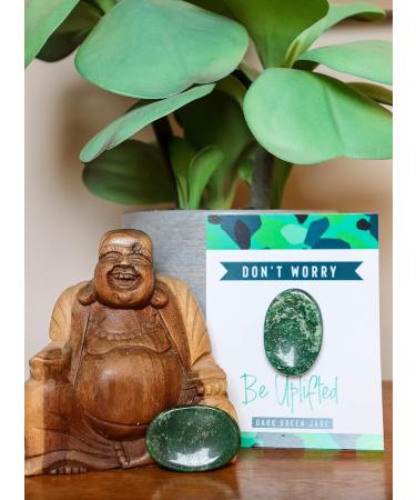 Dark Green Jade Crystal Thumb Stone for Meditation, Stress Relief, and Chakra Healing - Spiritual Energy Gift - Buy Online on GoSupps.com