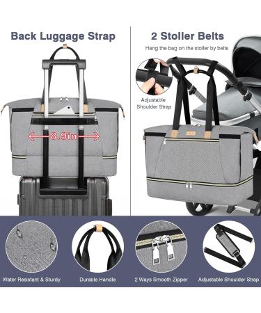 Multifunctional Diaper Bag for Babies - 7 Piece Large Mom Bag with Portable Diaper Pad Pacifier Pocket & Organizer - Perfect for Travel Work & Delivery - Gray - Buy Online on GoSupps.com