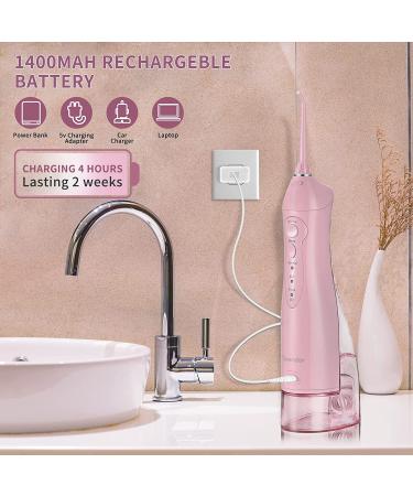 TOVENDOR Electric Water Flosser - Cordless Dental Oral Irrigator | 3 Modes, 3 Tips, 300ML Waterproof Waterflosser - Pink - Buy Online on GoSupps.com