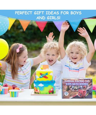 15PCS XL Bath Bombs for Kids | Animal Racing Cars Inside | Gentle & Kid Safe Bubble Bath Fizzies | Birthday Gift for Boys & Girls - Buy Online on GoSupps.com