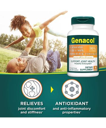 Genacol Turmeric Curcumin Collagen Supplement with 95% Curcuminoids, Black Pepper & AminoLock | 90 Capsules | Supports Healthy Joints - Buy Online on GoSupps.com