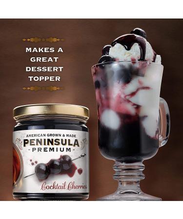 Peninsula Premium Cocktail Cherries - Award-Winning Deep Burgundy-Red Cherries in Silky Smooth Rich Syrup - Luxe Fruit-Forward Sweet-Tart Flavor - American Grown & Made - 20 oz (2-Pack) - Buy Online on GoSupps.com