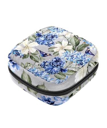 Sanitary Napkin Storage Bag Portable Period Bag for Women Teen Girls Blue Hydrangea Bird Menstrual Cup Pouch Nursing Pad Holder (Multicolor) Color 2