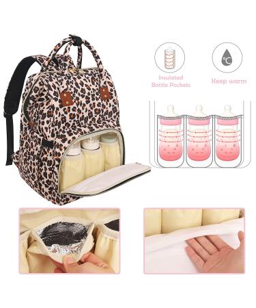 Leopard Print Diaper Bag Backpack | Multifunctional Maternity Bag for Baby Boys & Girls | Large Capacity Travel Nappy Bag - Buy Online on GoSupps.com