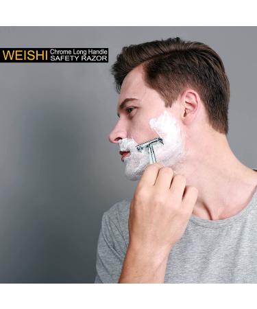 Weishi Chrome Long Handle Butterfly Open Double Edge Safety Razor - Reusable Razor - Buy Online on GoSupps.com