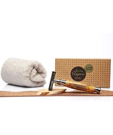 Eco-Friendly Bambuswald Wet Razor for Men - Sustainable Bamboo Razor for Beard Care | Skin-Friendly Shaving with Interchangeable Blades - Buy Online on GoSupps.com