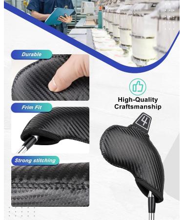 10pcs Black Leather Iron Golf Head Club Set Covers for Callaway, Taylormade, Ping, Cobra - RH and LH Compatible - Buy Online on GoSupps.com