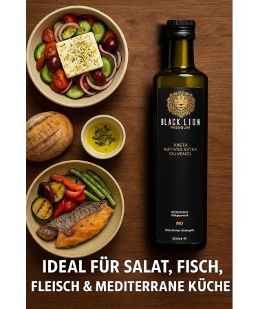  Black Lion Premium Black Lion Premium Crete - Greek Olive Oil Organic Cold Pressed Extra Virgin - Sweet and Fruity - Fresh Harvest - 100% Koroneiki Olive - 750ml - Buy Online on GoSupps.com