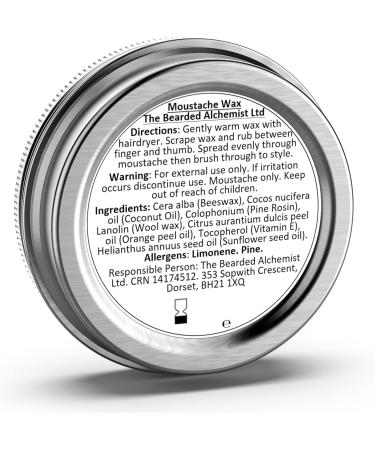 Orange 15ml Moustache Wax | Strong Hold & Nourishing Vitamin E | All Natural Ingredients | Made in the UK by The Bearded Alchemist - Buy Online on GoSupps.com