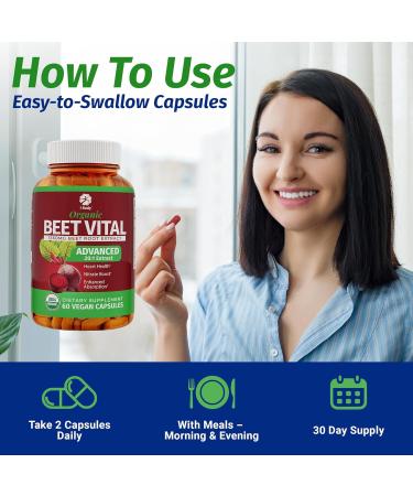 1 Body Beet Vital Organic Beetroot Capsules for Circulation Energy & Stamina Nitric Oxide Booster Beets Supplements with 1360mg Beetroot Extract Vegan Non-GMO - Beet Root Supplements 60 Count - Buy Online on GoSupps.com