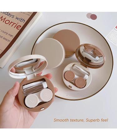Aipu Hat Contact Lens Container with Mirror - Cute Portable 4-Piece Set in White Khaki Blue & Yellow for Easy Lens Removal - Buy Online on GoSupps.com