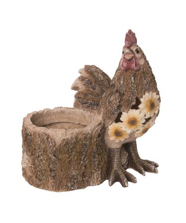 Transpac Resin 9.4" Brown Spring Rooster Planter with Drainage Holes Brown