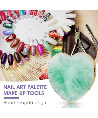 Sibba Resin Nail Art Palette Nail Mixing Palette Polish Color Mixing Plate Golden Edge Nail Holder Display Board Heart Shape Cosmetic Mixing Tools (Green) - Buy Online on GoSupps.com