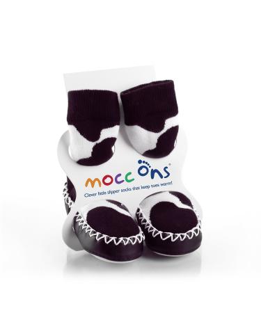 Mocc Ons Moccasin Washable Leather Sole Slipper Socks (6-12 Months Cow Print) 6-12 Months Cow Print - Buy Online on GoSupps.com