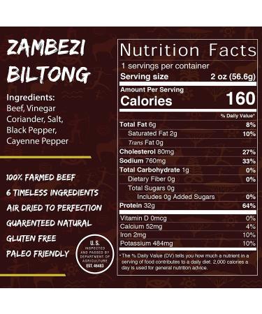 Zambezi Biltong - 100% Natural Keto Air-Dried Beef Snack | Thinly Sliced, Sugar-Free, Low Carb, Gluten-Free, High Protein | 1 Count - Buy Online on GoSupps.com
