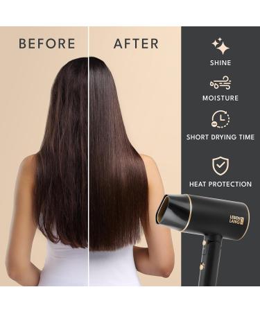 LEBENLANG Hair Dryer Ionic 2100W - Anti-Spliss with Cold Air Mode | Powerful Portable Travel Hairdryers for Women & Men Mens I UK Lightweight Hairdryer F hn F n Hair dryers Hair-Dryer Blow Hair Drier Black & Gold - 2100w - Foldable - Buy Online on GoSupps.com