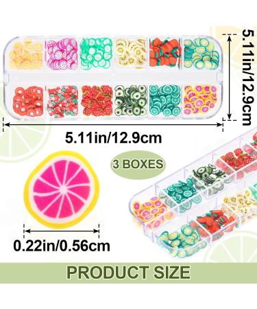 OIIKI 3 Boxes Fruit Slices & Flower Charm - Colorful Soft Clay Nail Art Slices for DIY Crafts Lip Gloss & Resin Jewelry Making - Buy Online on GoSupps.com