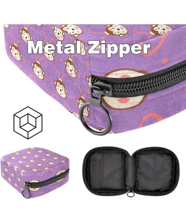 Menstrual Pad Bag with Zipper - Cartoon Monkey Head Pouch for Ladies & Girls | Tampons & Napkin Collection - Buy Online on GoSupps.com