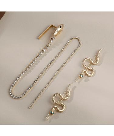 FRDTLUTHW Gold Rhinestone Tassel Hair Jewelry for Braids - Pack of 3 | Snake Hair Pins for Women and Girls - Buy Online on GoSupps.com