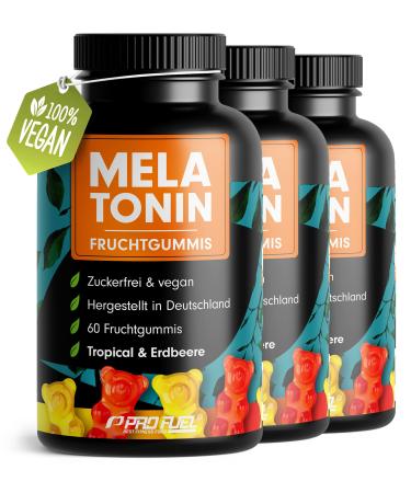 Melatonin rubber 3x60 with 0.5 mg bioactive melatonin - delicious fruit mix taste - optimally high -dose - gummy bears with melatonin - sugar -free laboratory testing & 100% vegan - made in germany 3x 60 rubber