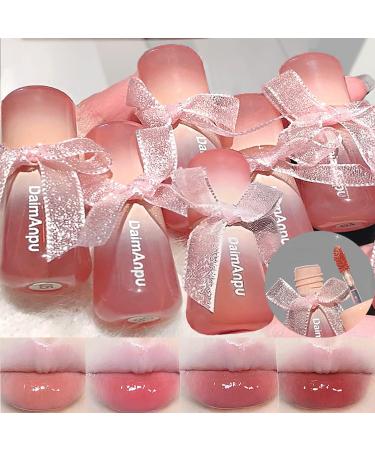 6Pcs Clear Oxygen Lip Glaze Hydrating Lip Gloss Jelly Lipstick Moisturizing & Plumping Water Lip Stain Waterproof Long Lasting Cute Makeup for Girls