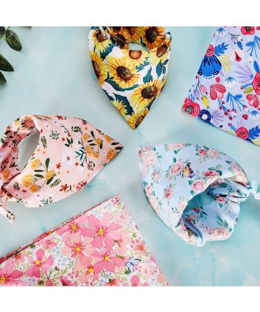 Floral Dog Bandana Set - 8 Pieces | Summer Spring Flower Pet Scarf | Adjustable Triangle Bib for Dogs and Cats | Cute Daisy Rose Pattern - Buy Online on GoSupps.com