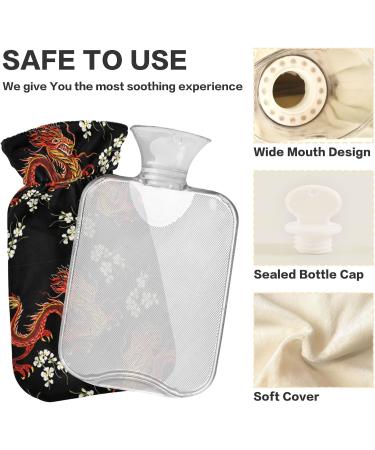 Hot Water Bottle with Dragon Cover - 1L Small Pain Relief Bag for Kids & Adults - BPA-Free - Buy Online on GoSupps.com