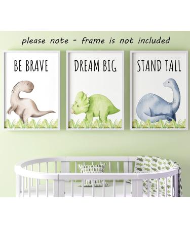 Dinosaur Set of 3 Unframed Poster Prints with Quotes for Baby Boy or Girl Nursery Dinosaur Bedroom Decor Dinosaur Wall Art Dream Big Stand Tall Be Brave (A3) Dream Big A3 - Buy Online on GoSupps.com