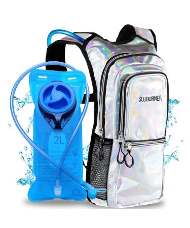 Sojourner Hydration Pack, Hydration Backpack - Water Backpack with 2l Hydration Bladder, Festival Essential - Rave Hydration Pack Hydropack Hydro for Hiking, Running, Biking, Festival Gear Holographic - Silver - Buy Online on GoSupps.com