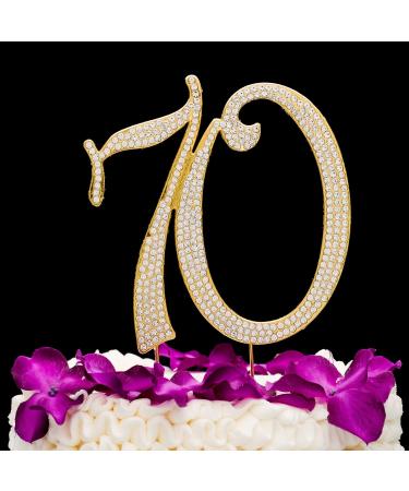 70 Cake Topper for 70th Birthday or Anniversary Gold Crystal Rhinestone Decoration (Gold) - Buy Online on GoSupps.com