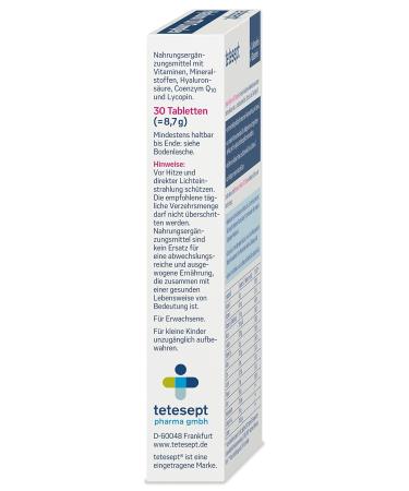 Teteseept Hyaluron 100 Complex | Dietary Supplement with Q10 Biotin Lycopin & Vitamin C | 30 Tablets for Youthful Radiant Skin - Buy Online on GoSupps.com