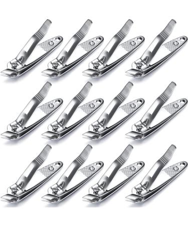 12 Pcs Slanted Edge Nail Clippers Metal Side Cuticle Clippers for Nails Cutting Curved Nail Edge Trimmer Cutter Angled Travel Pedicure Manicure Tool
