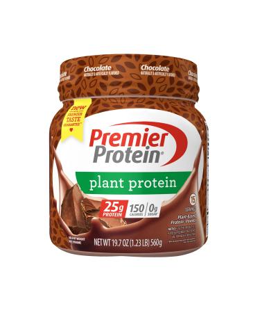 Premier Protein Powder Plant Protein  Chocolate  25g Plant-Based Protein  0g Sugar  Gluten Free  No Soy or Dairy Ingredients  15 Servings Chocolate 15 Servings (Pack of 1)