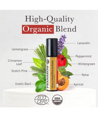 Pranarom - Heavy Head Rescue Roller 8ml - Aromatherapy with Essential Oils - Organic Blend for Tension - Warming & Cooling Effects - Easy Roll-On Application - Buy Online on GoSupps.com
