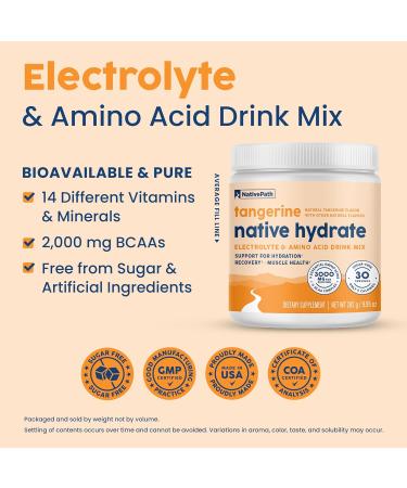 Buy NativePath Native Hydrate - Zero Sugar Electrolyte Powder with BCAAs Tangerine Flavor Keto & Paleo Friendly 30 Servings - International Shipping Available - Buy Online on GoSupps.com