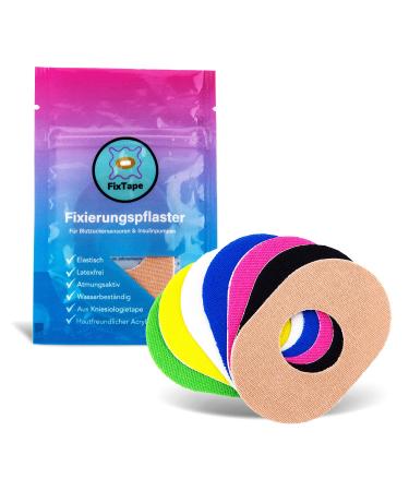 Fixtape Breathable Sensor Tape for Freestyle Libre 1 & 2 I Self-adhesive patch with hole for glucose sensor I hypoallergenes skin-friendly waterproof in modern designs I 7 pc (Mix)