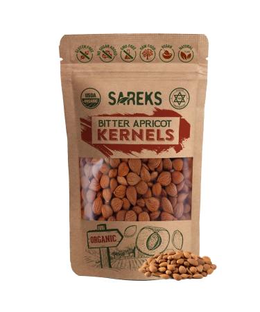 Sareks Bitter Apricot Seeds Organic Raw - Resealable Bag (10oz)%100 USDA Organic Certified, Non-GMO, Raw, Kosher, Vegan, Gluten-Free, Fresh and Clean by SAREKS