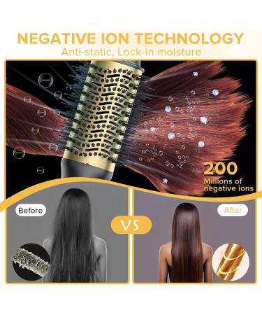 Hair Dryer Brush with Interchangeable Barrels | Hot Air Straightening & Volumizing Anti-Frizz Ceramic Titanium - Buy Online on GoSupps.com