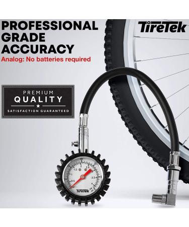 TireTek Mountain Bike Presta Tire Pressure Gauge - 60 PSI with Glow Dial, Interchangeable Valve, Storage Pouch - Buy Online on GoSupps.com
